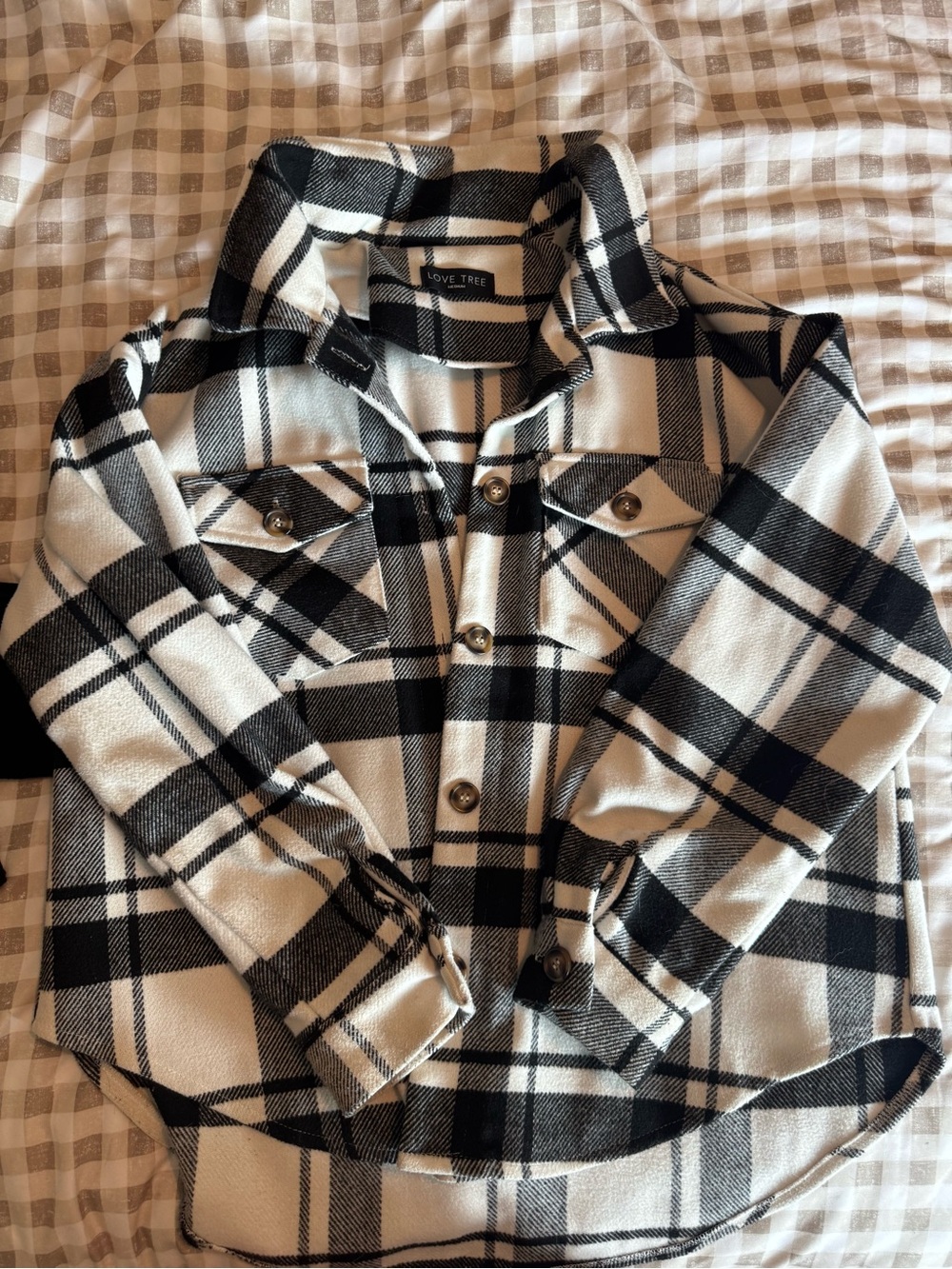 Love Tree Black & White Plaid Jacket